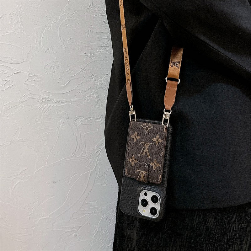Luxe kaarttas Crossbody ketting iPhone-hoesje