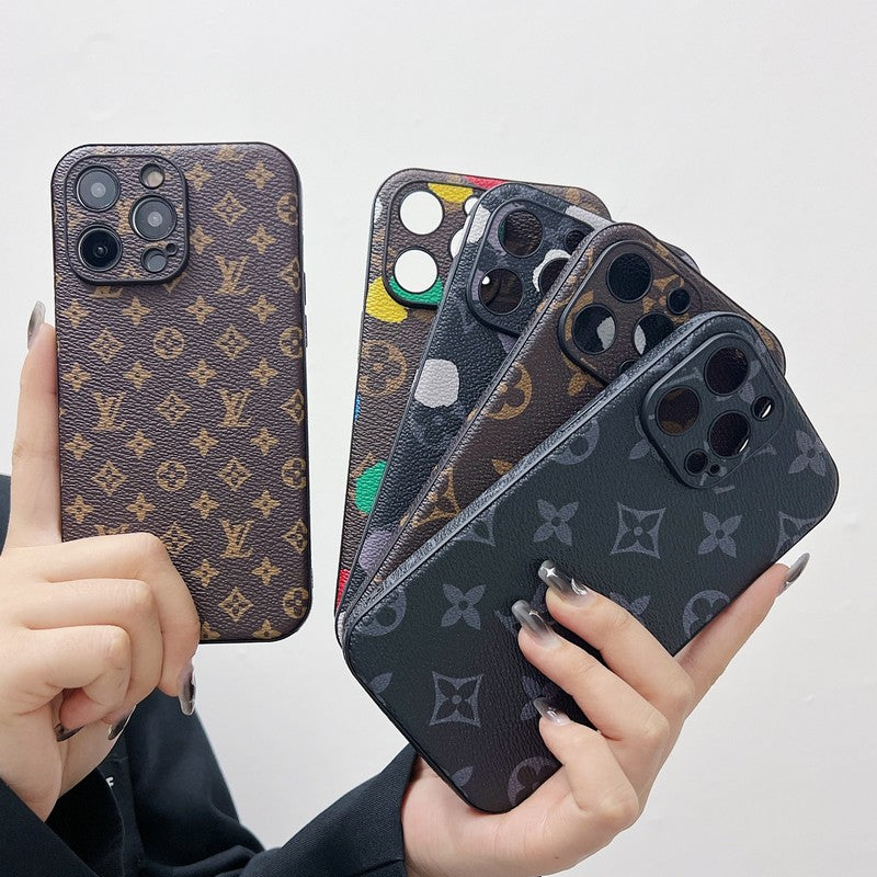 Lúxus klassískt leður iPhone hulstur