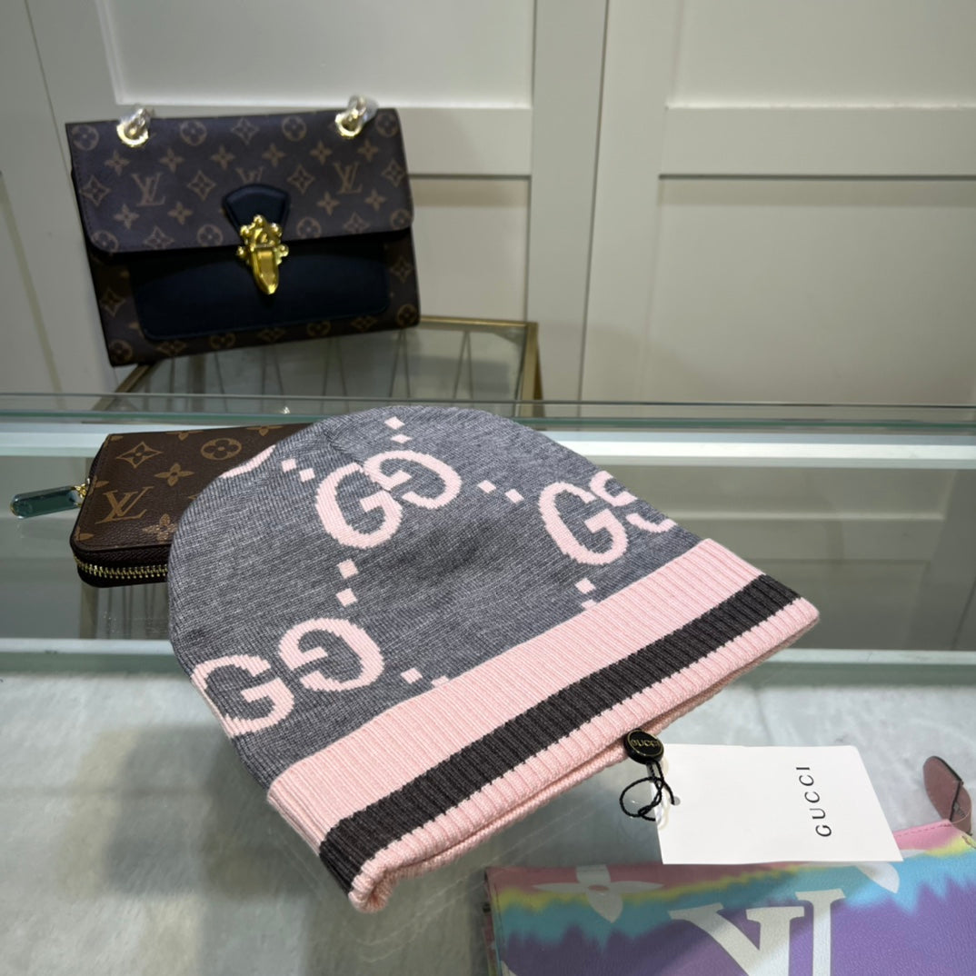 Klassische GG-Jacquard-Wollstrickmütze | Luxuriöse Designer-Wintermütze