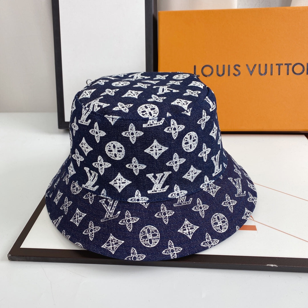 Luxury Monogram Denim Bucket Hat | Luxury Designer 1v Hat