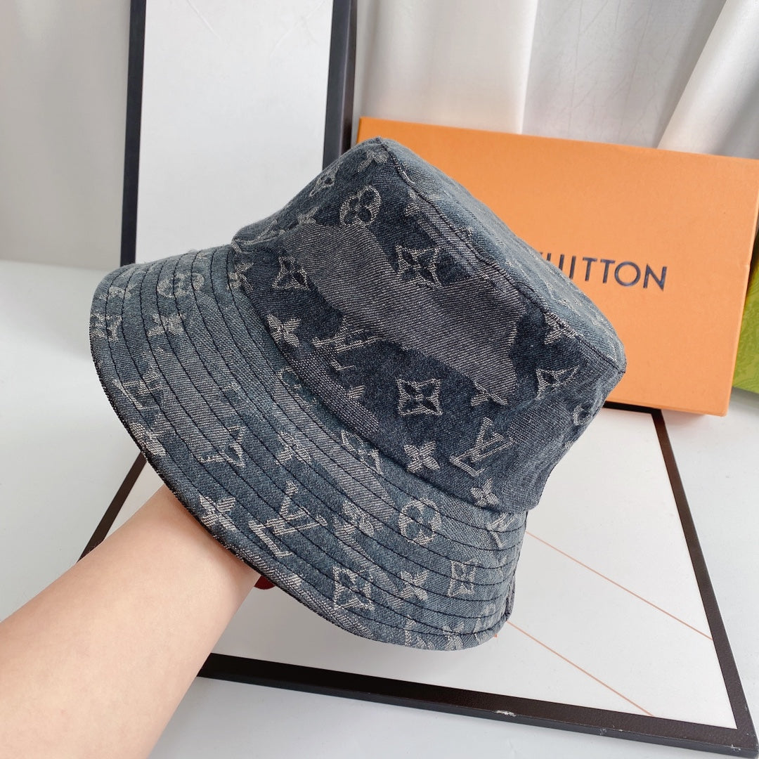 Luksa 1v Monograma Jacquard Denim Sitela Ĉapelo por Viroj & Virinoj