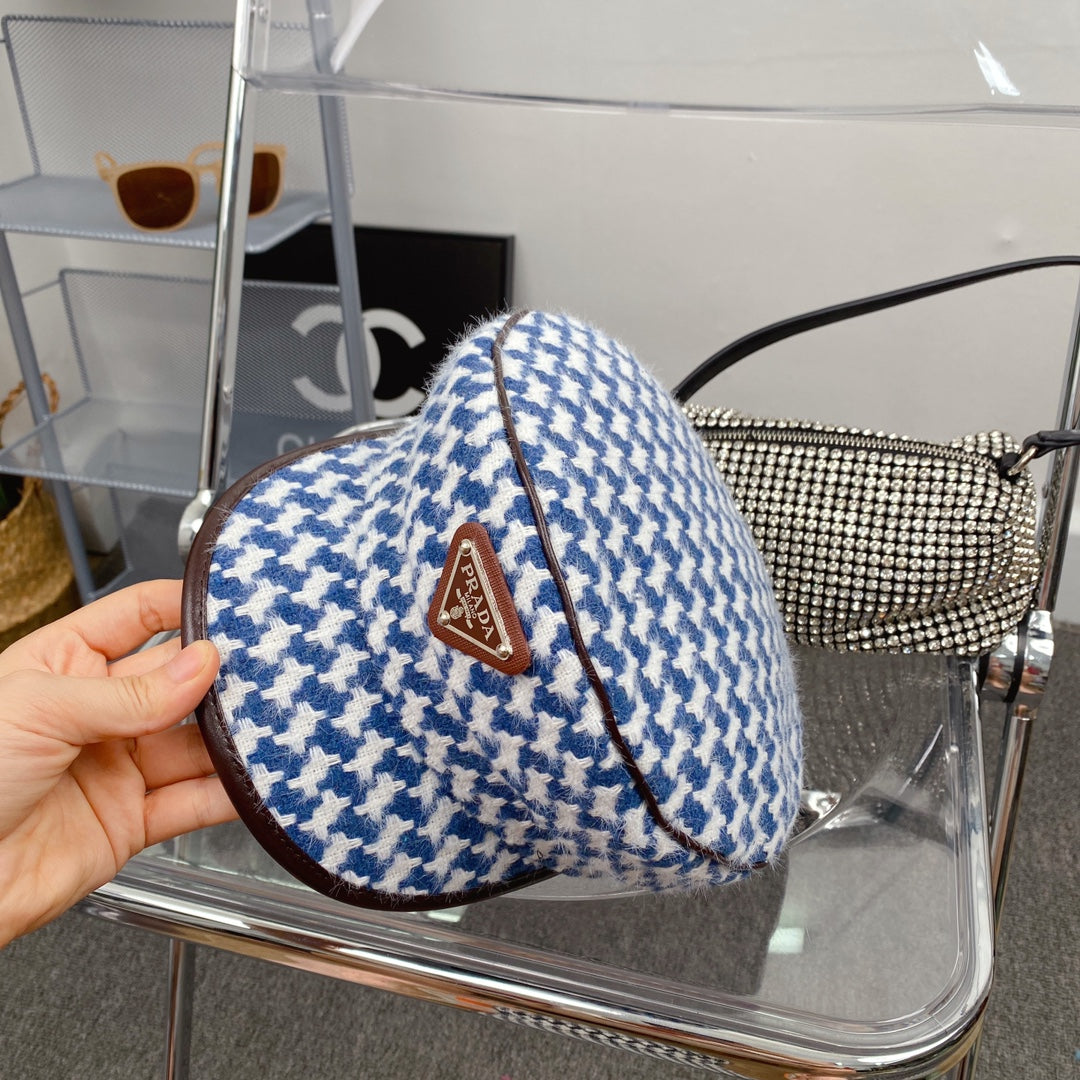 Modischer Fischerhut aus Baumwolle mit Hahnentrittmuster | Luxuriöser Designer-Sonnenhut mit Karomuster