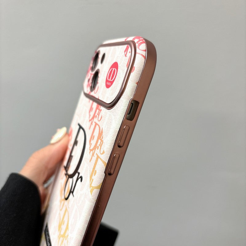 Fashion White & Brown Color Leather iPhone Case