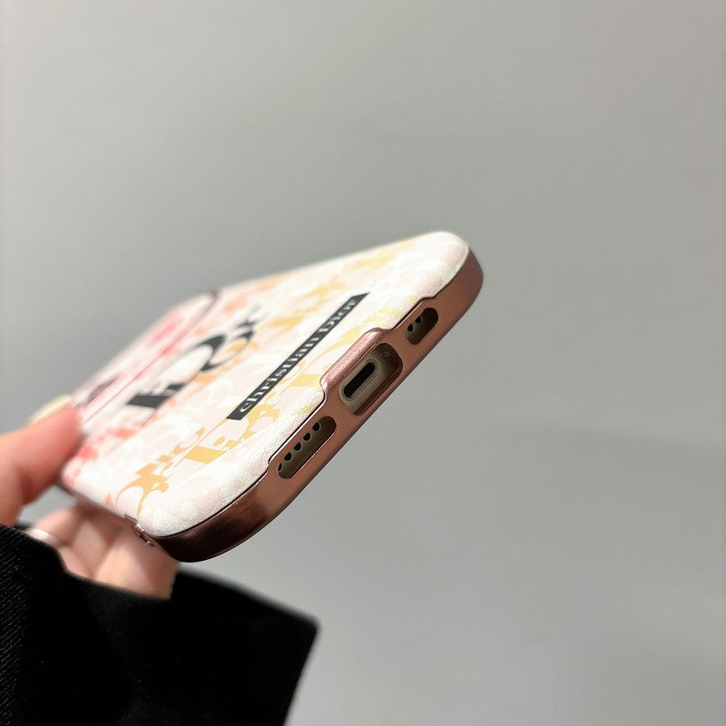 حافظة iPhone جلدية باللون الأبيض & بني اللون