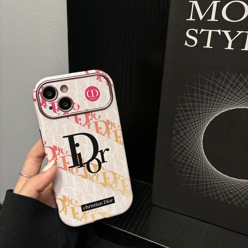 Fashion White & Brown Color Leather iPhone Case
