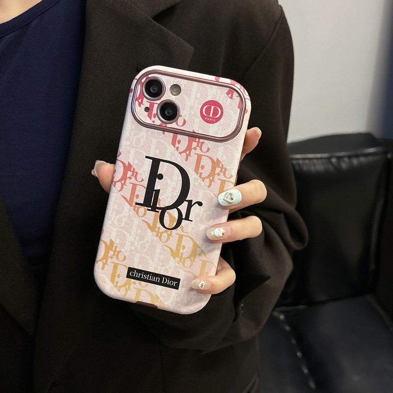 Fashion White & Brown Color Leather iPhone Case