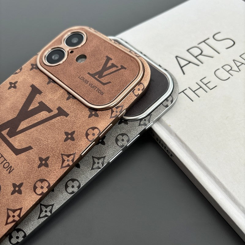 Luxury Brown & Black Color Leather iPhone Case