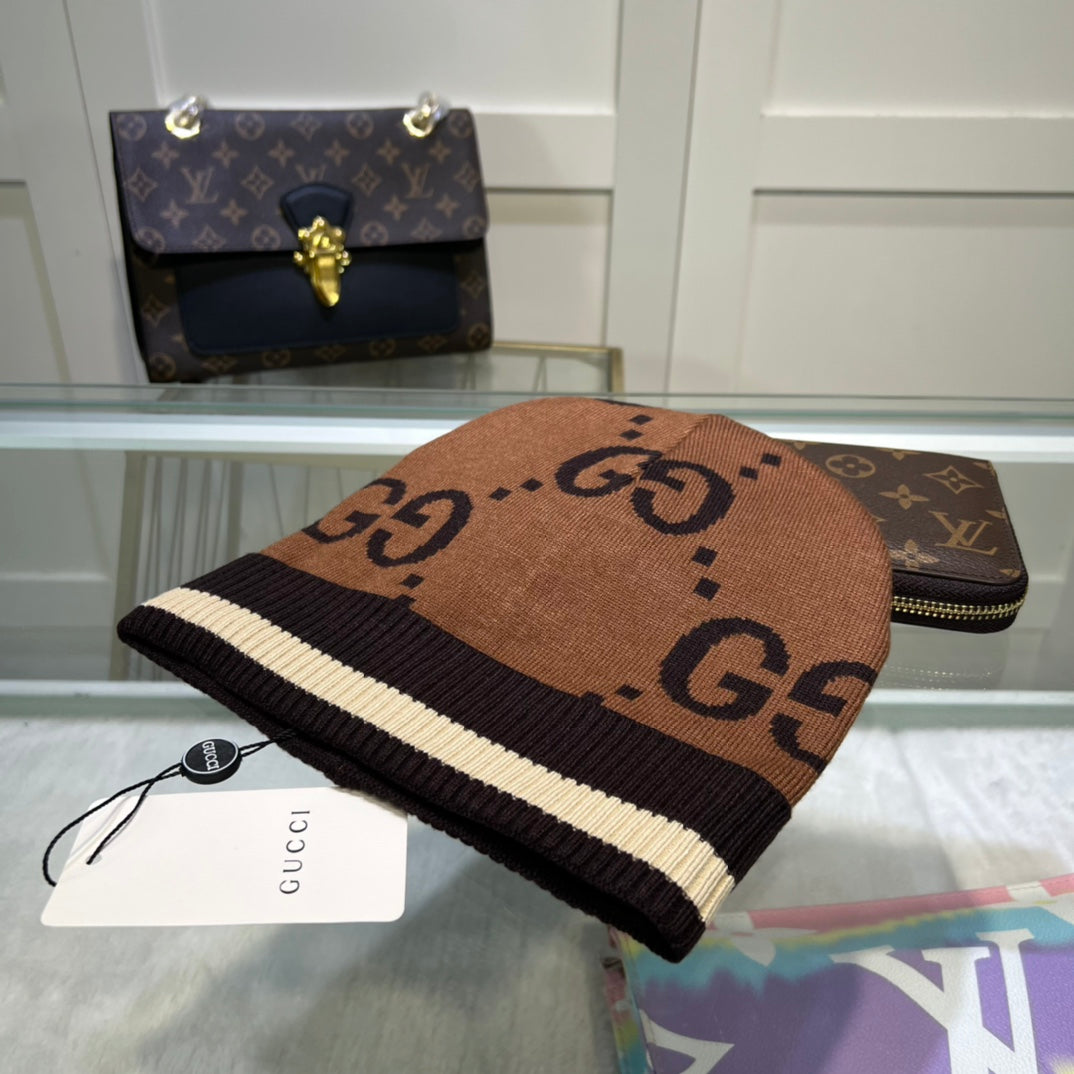 Klassische GG-Jacquard-Wollstrickmütze | Luxuriöse Designer-Wintermütze