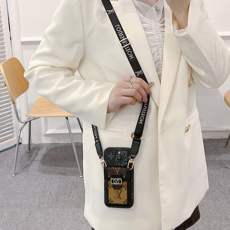Lúxus kortahaldari Crossbody iPhone hulstur