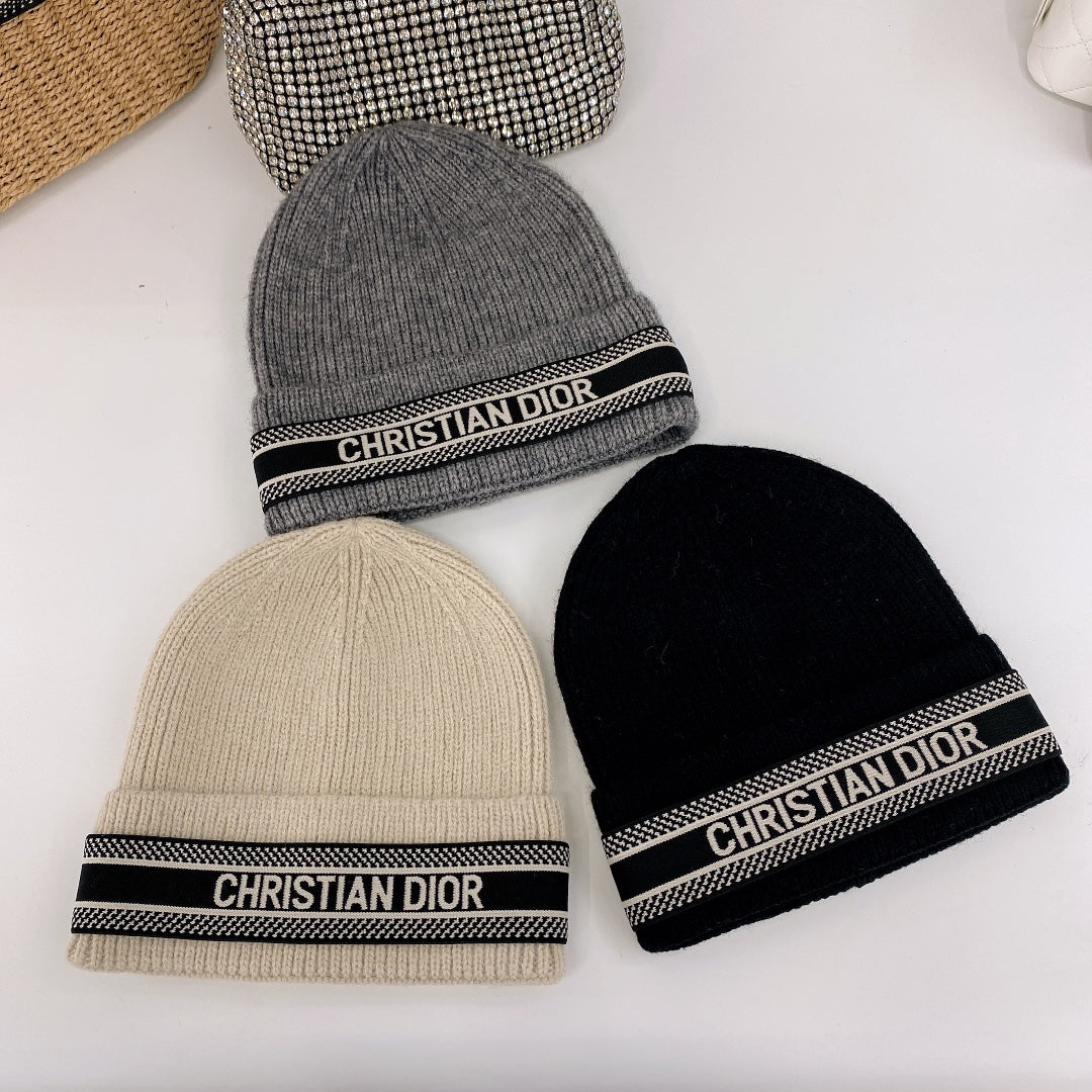 Vintage Oblique Wool Knit Beanie | Luxury Designer Winter Hat