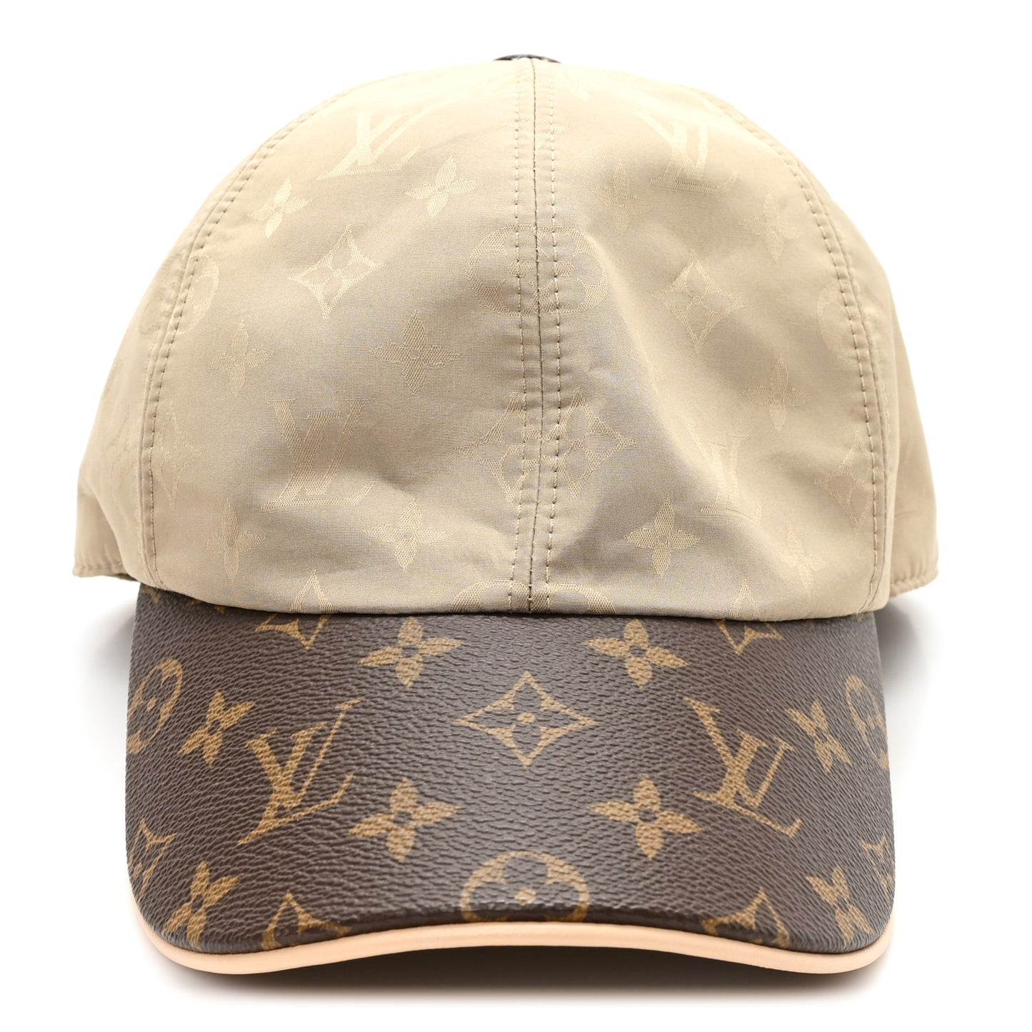 Beige baseballpet met contrasterende rand