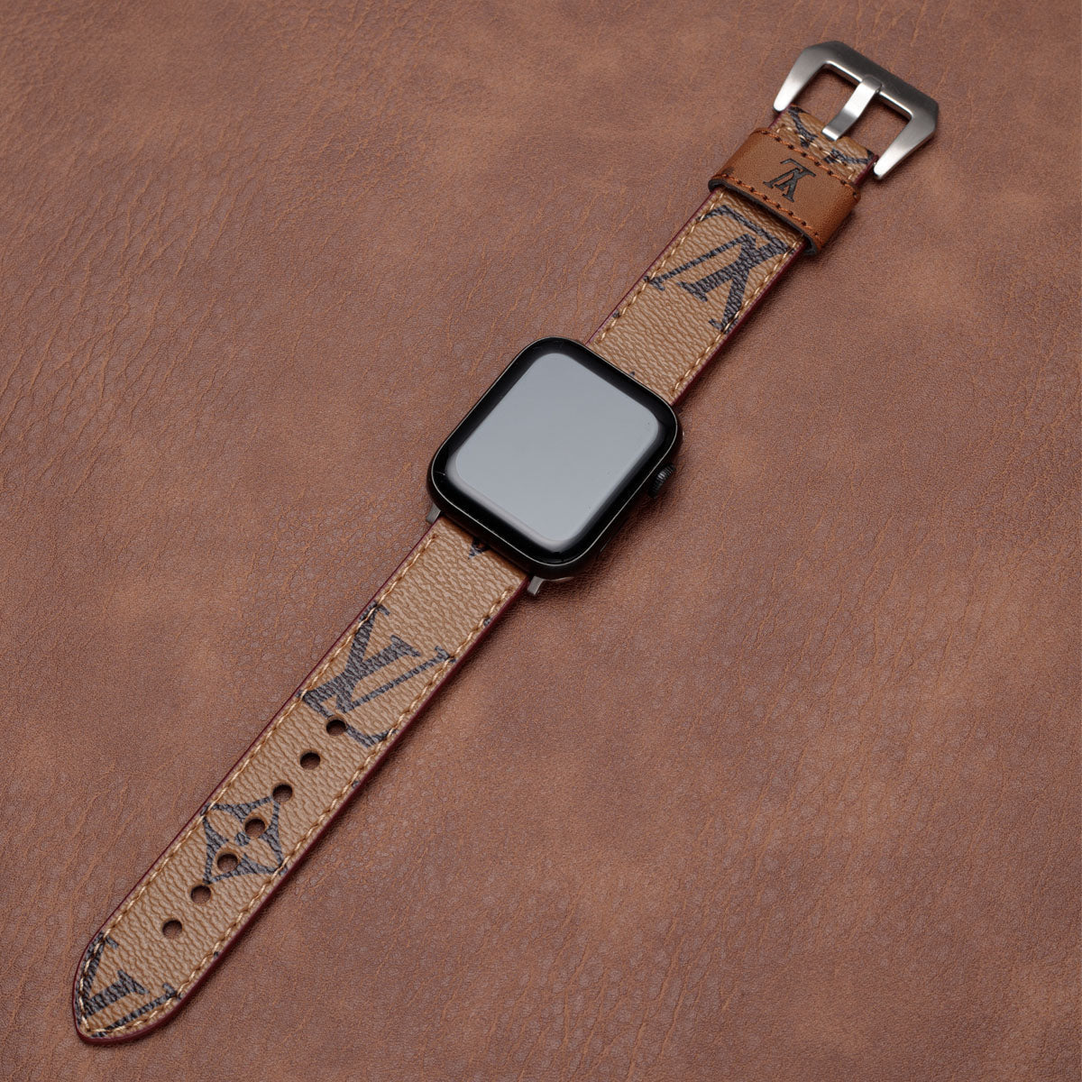 Apple-Watch-Armbänder aus Leder mit Monogramm