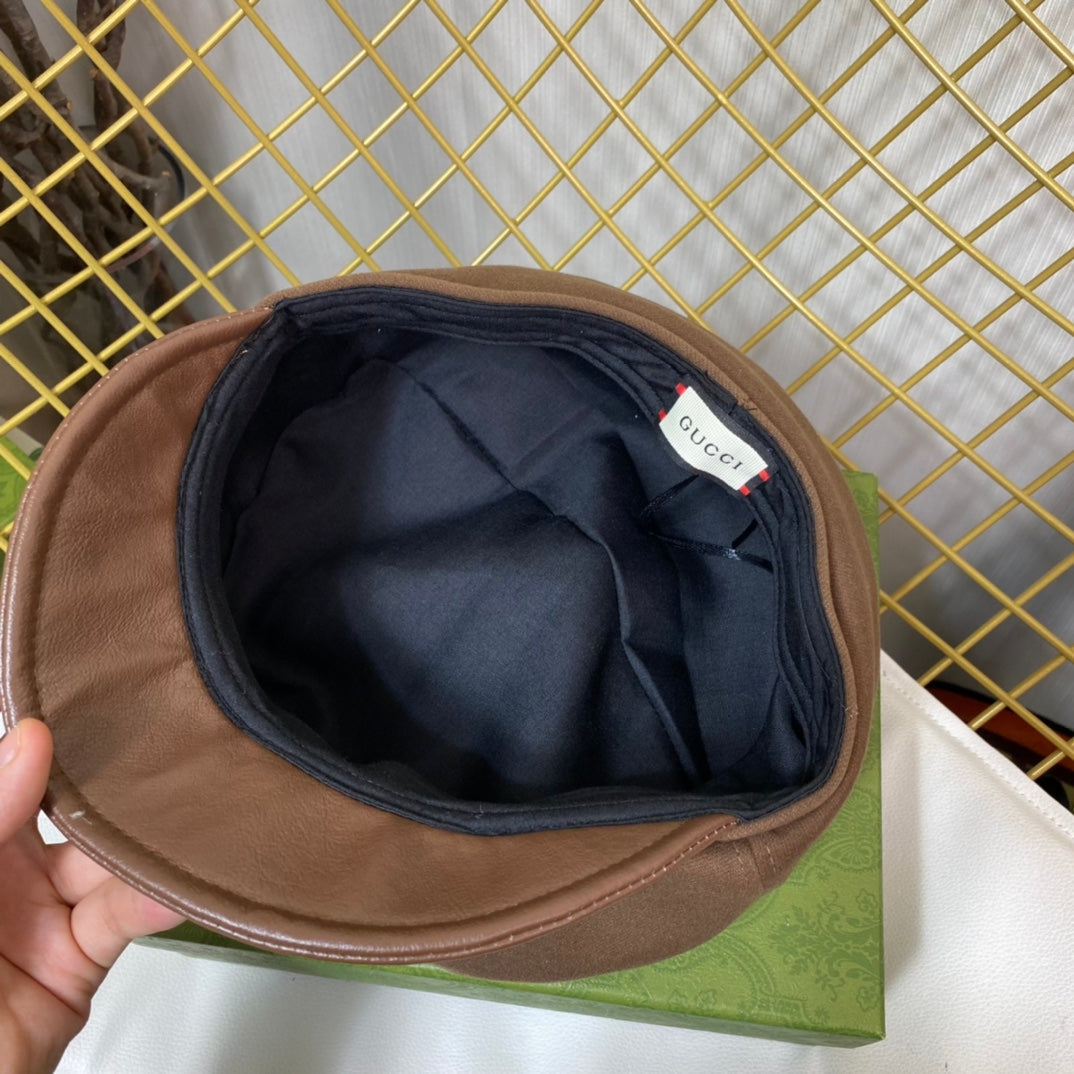 Klassisk GG Metal Logo Octagonal Flat Cap | Luksus designer kashmirhat