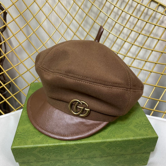 Klassisk GG Metal Logo Octagonal Flat Cap | Luksus designer kashmirhat
