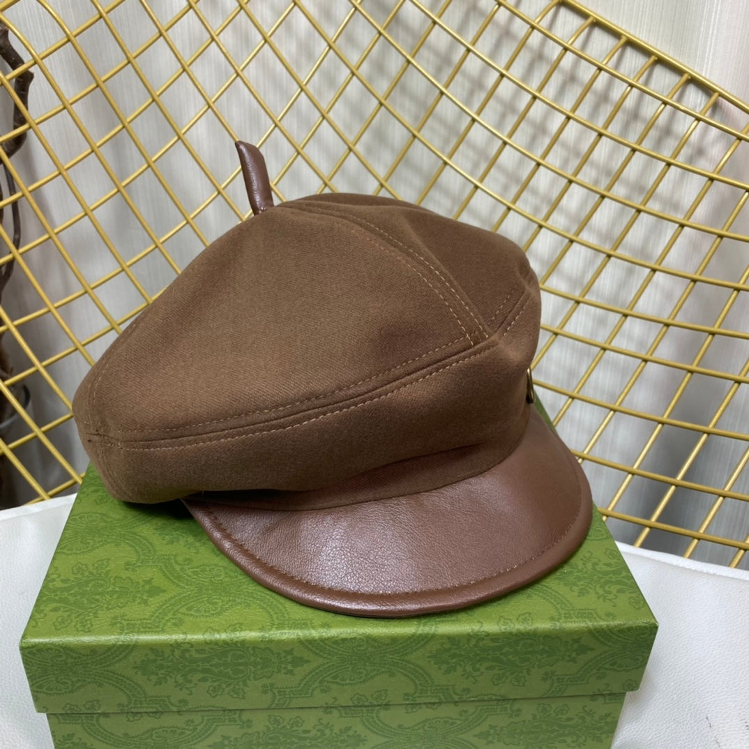 Klassisk GG Metal Logo Octagonal Flat Cap | Luksus designer kashmirhat