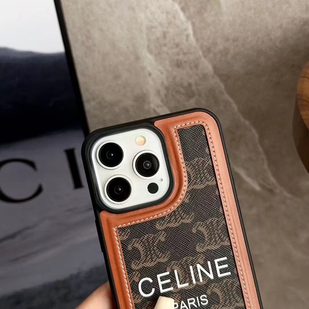 Schwarze Celine iPhone-Hülle mit Riemen-SZ231124