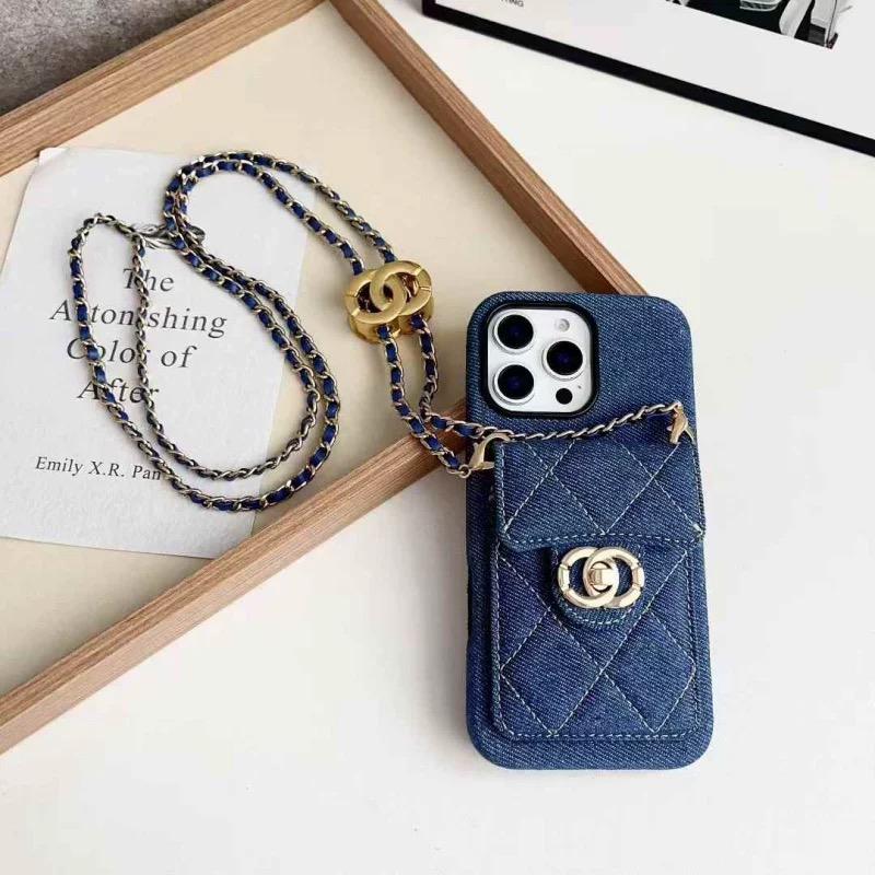 حافظة iPhone مبطنة حول الجسم مع حزام سلسلة  &  وجيب للبطاقات