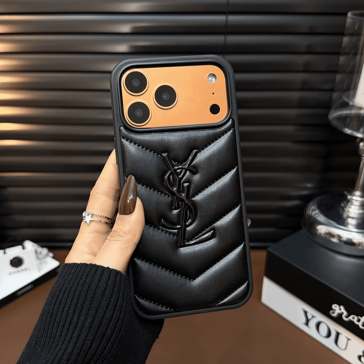 Luxury Quilted Leather iPhone Case — Shockproof Slim Protective Cover