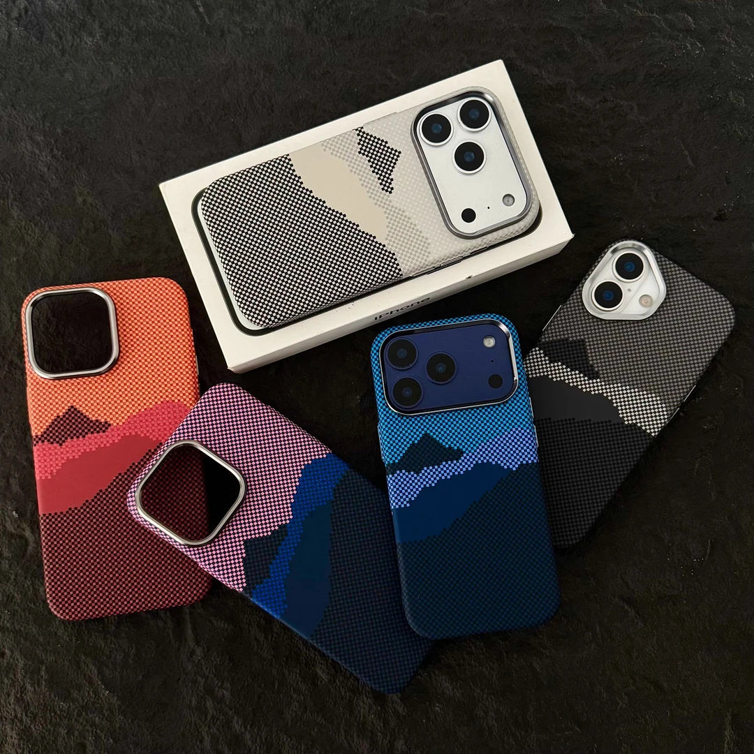 Coque de téléphone compatible MagSafe avec motif de pixels abstraits