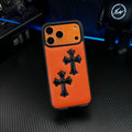 3D Cross Embossed Leather Texture Phone Case — Shockproof Protective Cover