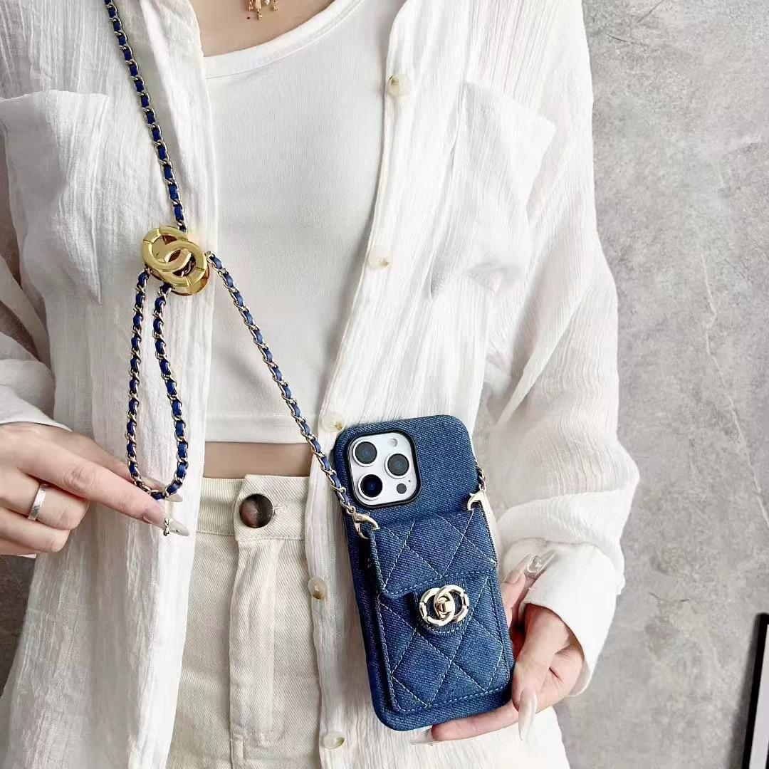Quilted Crossbody iPhone Case with Chain Strap & Card Pocket