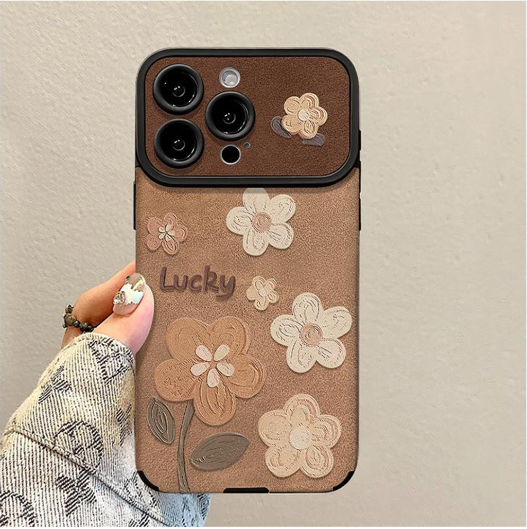 Floral Leather Phone Case with Detachable Wrist Strap