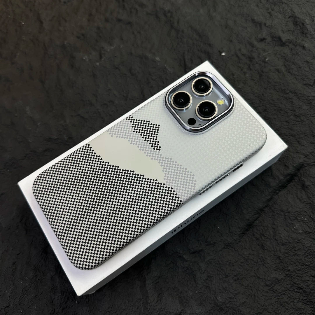 Coque de téléphone compatible MagSafe avec motif de pixels abstraits