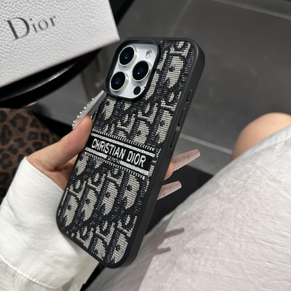 Designer-Inspired Fabric iPhone Case with Embroidered Detail