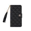 Luxury Quilted Leather Flip Wallet Phone Case With Tassel