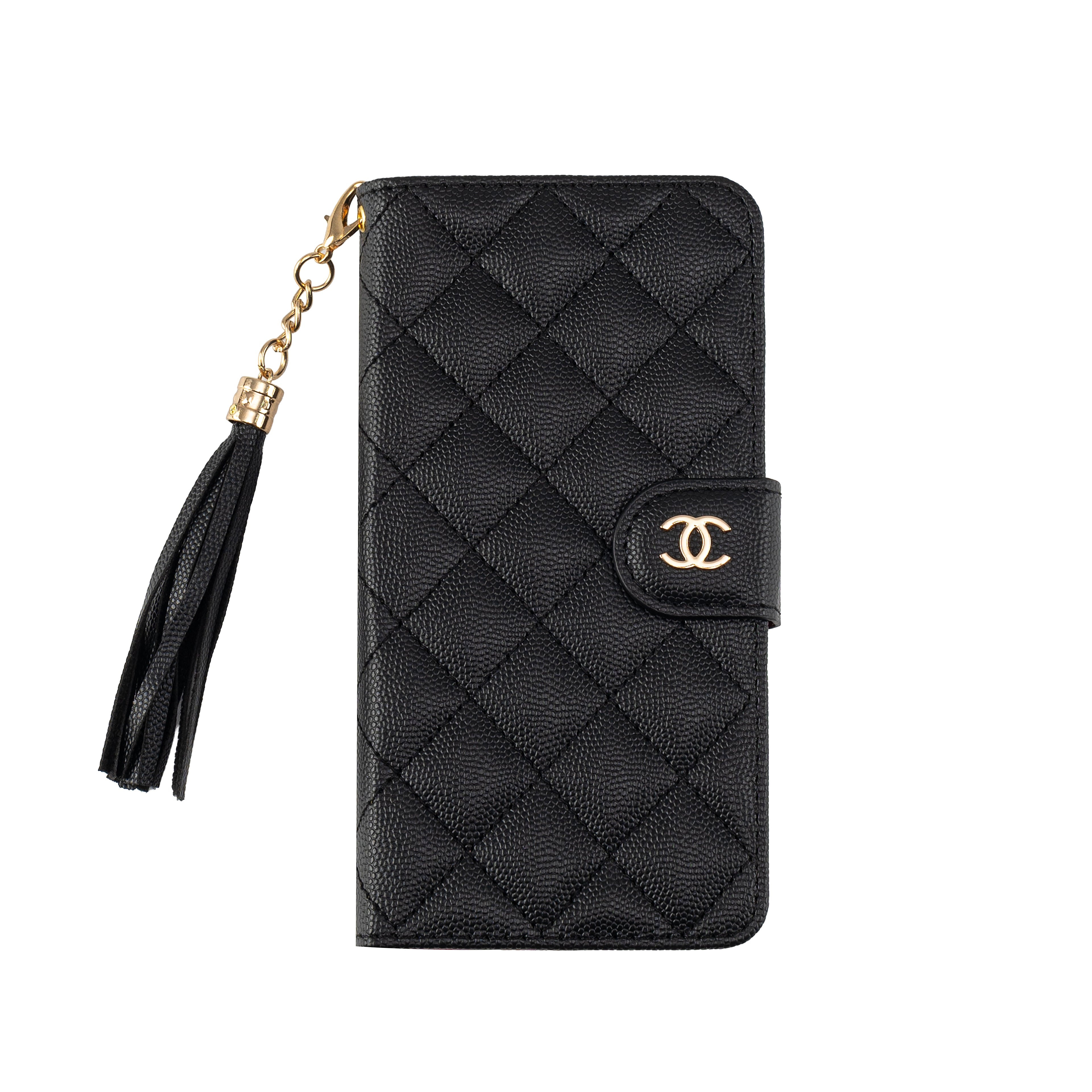 Luxury Quilted Leather Flip Wallet Phone Case With Tassel