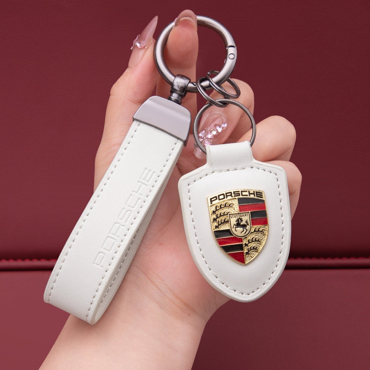 Porsche nøglering i ægte læder