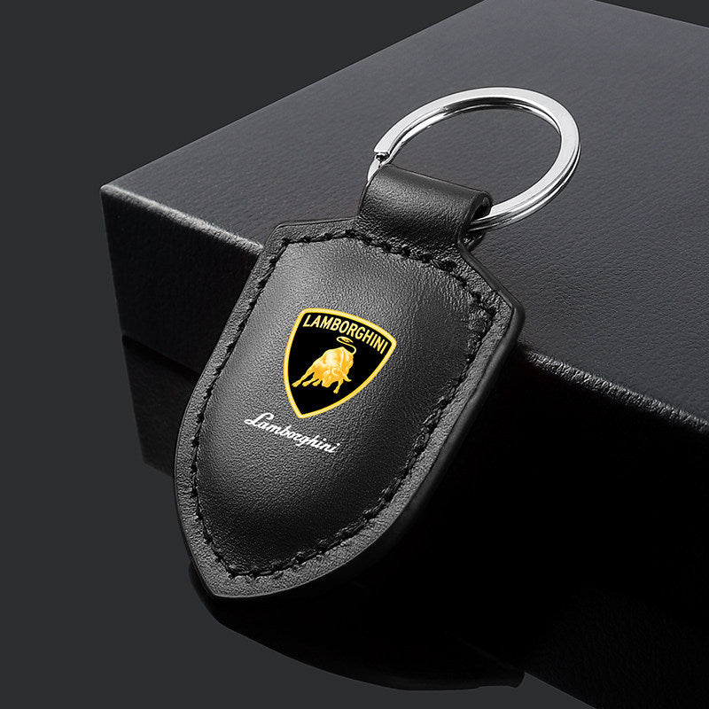 Lamborghini Crest Emblem aitoa nahkaa oleva avaimenperä