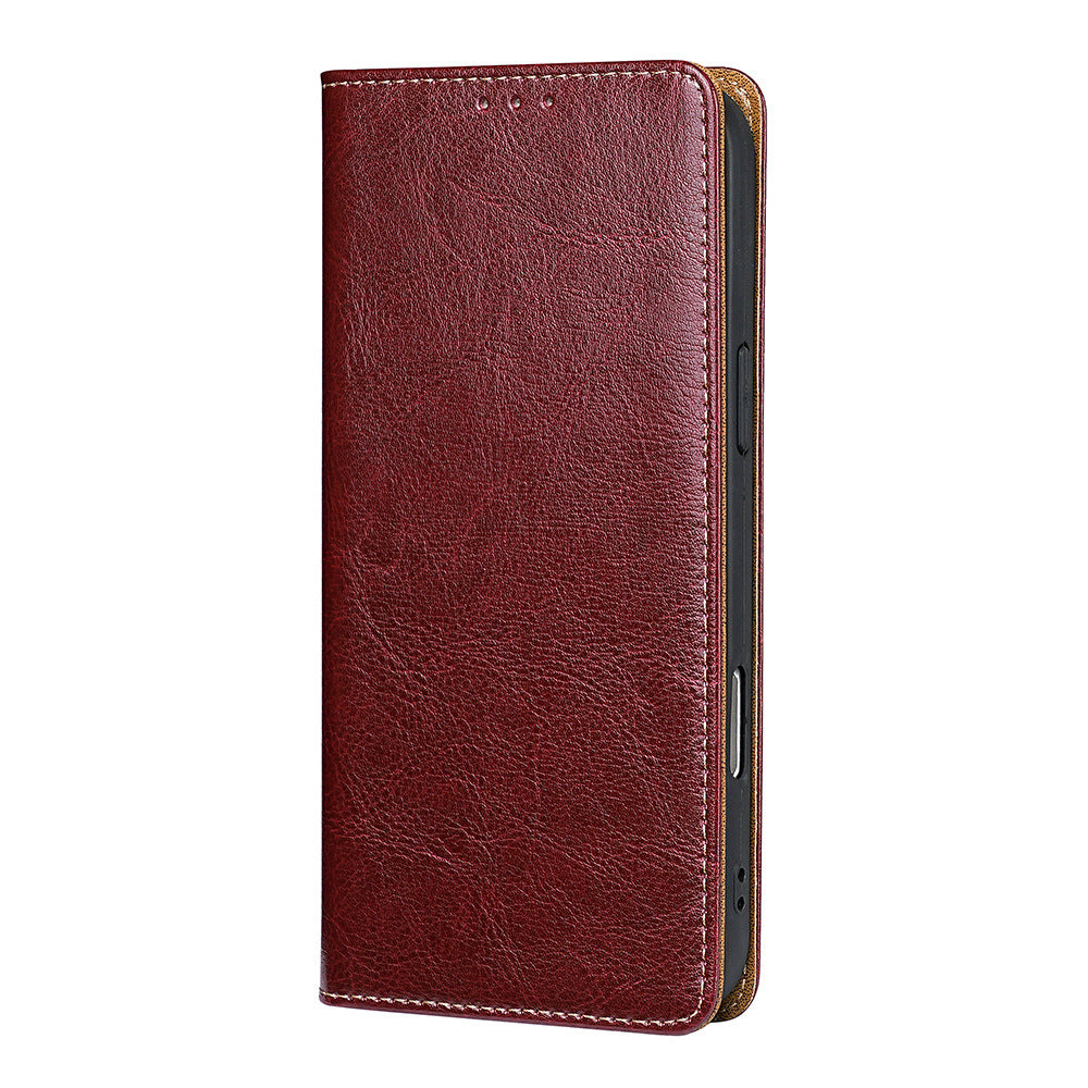 Genuine Full-Grain Cowhide Leather Wallet Phone Case