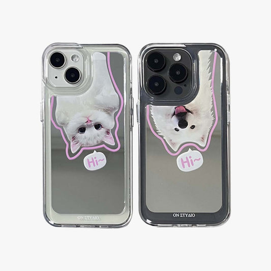 Θήκη καθρέφτη iPhone | Couple Cats & Dogs Γεια σας (Αγοράστε 2 και κερδίστε έκπτωση 50% για ένα)