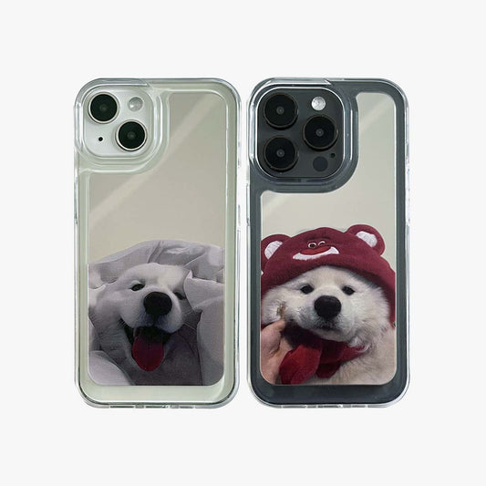 Θήκη καθρέφτη iPhone | Couple Dogs Samoyed (Αγοράστε 2 και κερδίστε έκπτωση 50% σε ένα)