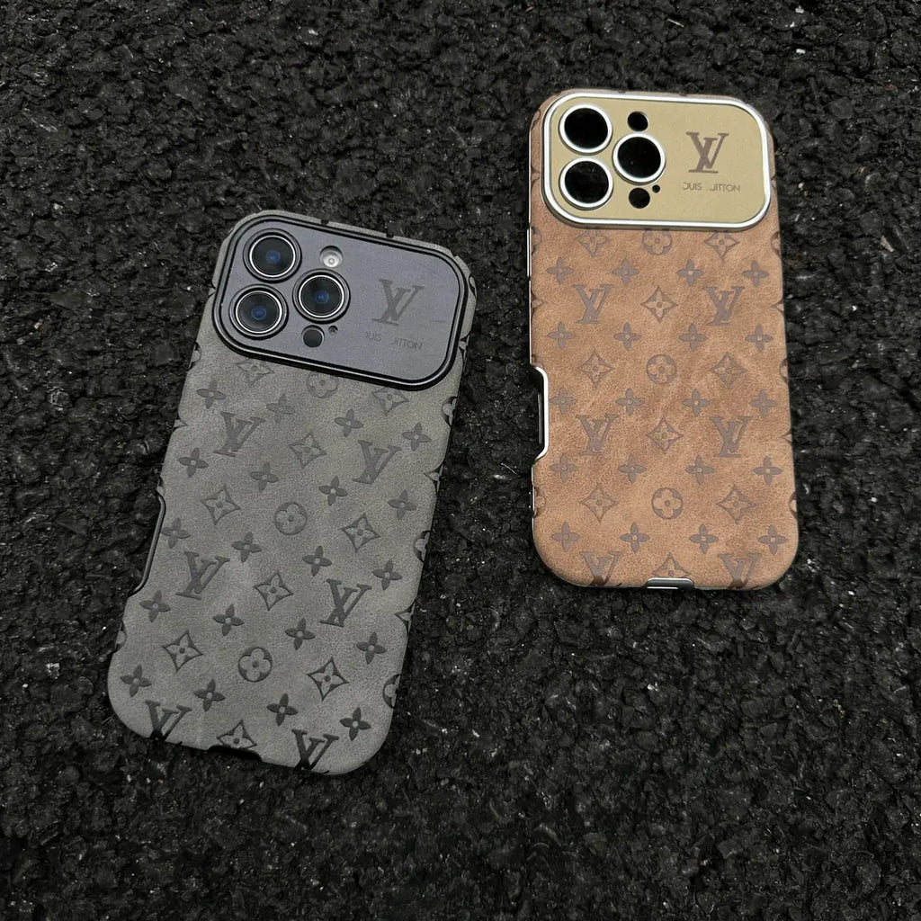 Luxury Brown & Black Color Leather iPhone Case